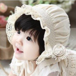 [Four seasons fashionable children can wear children's popular hat] Korean cotton wave lace tie with a hat / girl spring and summer hat / breathable popular cap / autumn and winter wind hood / pot cap