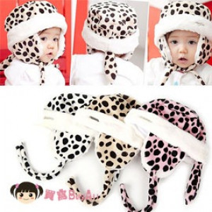 [Autumn and winter warm warm, accessories series] Korean single ☆ DR.CAP leopard pattern to protect the ear cap ☆ autumn and winter warm hat / children's hat 3 color ☆