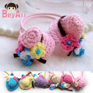 [Children's performance, banquet, dress accessories hair ornaments modeling series] - Korean version - woven flowers sun hat shape hair bundle / hair rope / children hair accessories / children's jewelry ☆