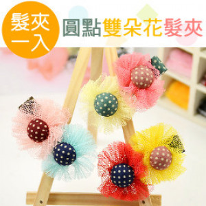 [Children's hair ornaments banquet modeling series] Korean version of the lovely dot double flower side folder / opening clip Y folder / children hair accessories / banquet hair accessories / children hairpin / sea folder