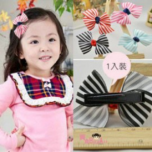 [Children's accessories hair ornaments modeling series] - Korean version - bow stripes modeling hairpin / three-dimensional hairpin / children hairpin / duckbill folder / horizontal folder ☆ 1 into the equipment
