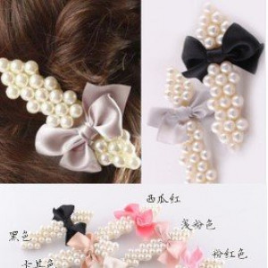 [Han Feng children. Adult hair accessories accessories series] lovely pearl ribbon hair ornaments / fashion girls hairpin / fashion accessories / children's fine