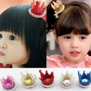 【Styling Children. Adult Hair Accessories Series】 Cute Scarlet Crown Pearl Hairpin / Style Hair Accessories / Fashion Girl Hairpin / Fashion Accessories / Banquet Boutique / Side Clip / Children Hair Accessories / Sea / Clamp