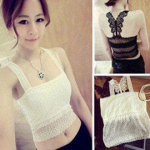 [Big child, mother spring and summer models take away lace wrapped chest small vest] high-grade authentic butterfly back back under the small vest / underwear / easy not le no burden small cute take outside wear are powder beauty