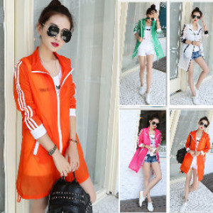 【Parents fashion long version of the coat】 sun cool autumn can be used to cut a long version of parent-child models sun / UV jacket / air conditioning shirt / sun clothing / spring and summer thin coat / breathable candy color coat ☆