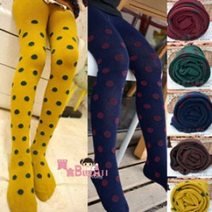 【Slimming Leggings, Warm Trousers Series】 Combed Cotton Kid's Pants Children's Dot Socks / Trousers / Pants / Trousers Socks / Sushi Trousers ☆ S / M / L ☆