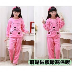 [Children autumn and winter cold warm warm cold sleep suit clothing] winter warmth, bathing, sleep, get up in the morning, bath finished, a set of multi-purpose, children's coral cashmere warm comfortable nightgown set