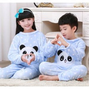[Children autumn and winter cold warm warm cold sleep suit clothing] winter warmth, bathing, sleeping, get up in the morning, bath finished, a multi-purpose, children's coral cashmere warm comfortable nightgown set