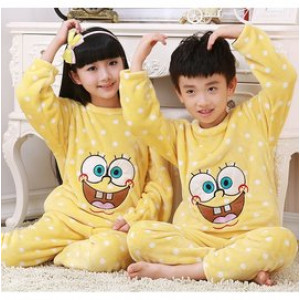 [Children autumn and winter cold warm warm cold sleep suit clothing] winter warmth, bathing, sleeping, get up in the morning, bath finished, a multi-purpose, children's coral cashmere warm comfortable nightgown set