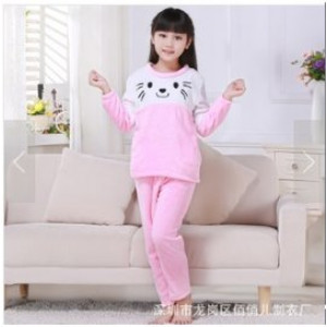 [Children autumn and winter cold warm warm cold sleep suit clothing] winter warmth, bathing, sleeping, get up in the morning, bath finished, a multi-purpose, children's coral cashmere warm comfortable nightgown set