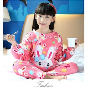 [Children autumn and winter cold warm warm cold sleep suit clothing] winter warmth, bathing, sleeping, get up in the morning, bath finished, a multi-purpose, children's coral cashmere warm comfortable nightgown set