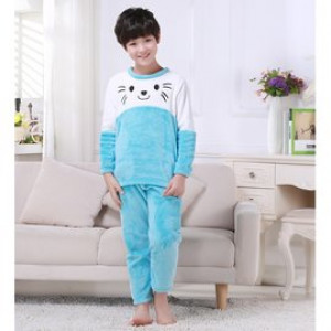 [Children autumn and winter cold warm warm cold sleep suit clothing] winter warmth, bathing, sleeping, get up in the morning, bath finished, a multi-purpose, children's coral cashmere warm comfortable nightgown set