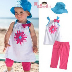[Children's new spring and summer casual wear series] 3-piece cool summer printing sleeveless 3-piece suit / spring and summer suit ☆ with hat ☆ 80/90/100