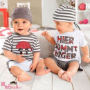 【Kids handsome spring and summer casual wear series】 pirate captain striped short-sleeved shirt + casual pants + hat 3-piece / spring and summer children's suits / children's clothing 80-100