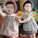 【Spring and summer new super design shorts + cool thin shoulder strap vest skirt + hat comfortable suit】 cute little flower modeling 3-piece suit / spring and summer suit / thin shoulder strap suit / shorts suit ☆ 80/90/100