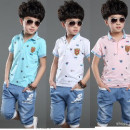 [European style fashion festive, banquet best costumes] polo European college style 7 points jeans boy set 2 groups, the official leisure two really should have a sense of spring / summer suit ☆ 110-160