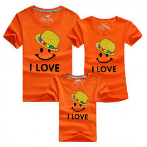 Combing pure cotton parent-child installed [new short-sleeved shirt parent-child equipment] 