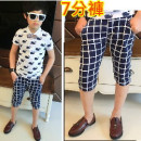 【超时尚独特的设计款,帅呆了,酷毙了】纯棉梭织布料,有弹性-韩版-经典款男童休闲七分裤/春夏短裤☆100-150
