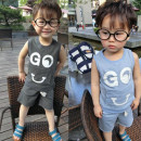 【Spring and summer high quality goods cotton set 2 sets】 delicate cotton cute cartoon pattern set 2 sets - casual wind 7 pants + short-sleeved shirt / spring and summer children's clothing 100-140